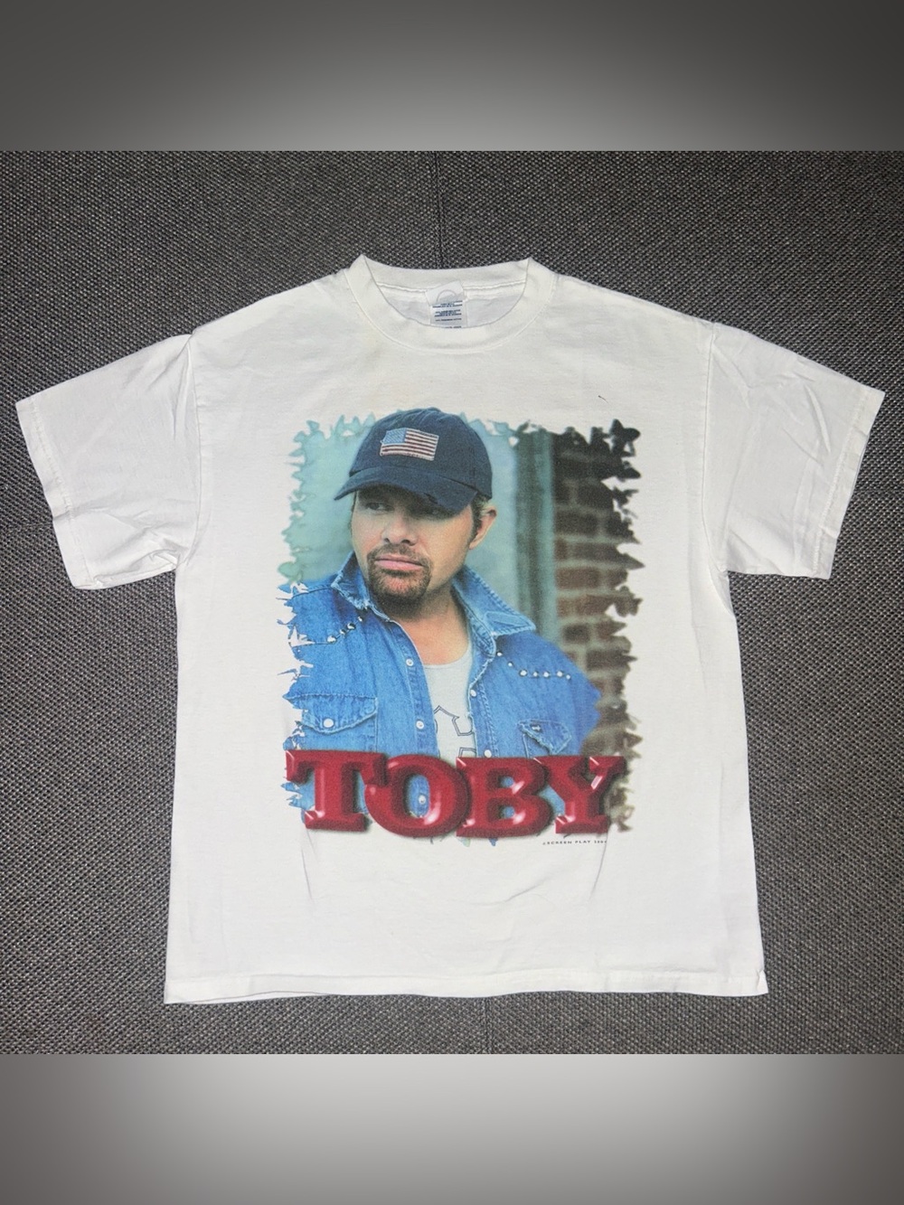 Rare Y2K Toby Keith Big Touchdown Tour White Band Concert Tee Size Medium